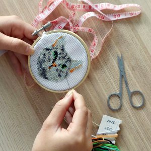 Mini Crossstitch Embroidery Kit Cat