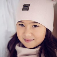 BENIAMINA hat with a snood - LIGHT PINK