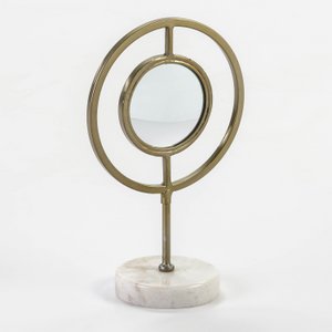 CENTRO DE MESA 22X13X36 ESPEJO/MARMOL BLANCO/METAL DORADO TH1313300