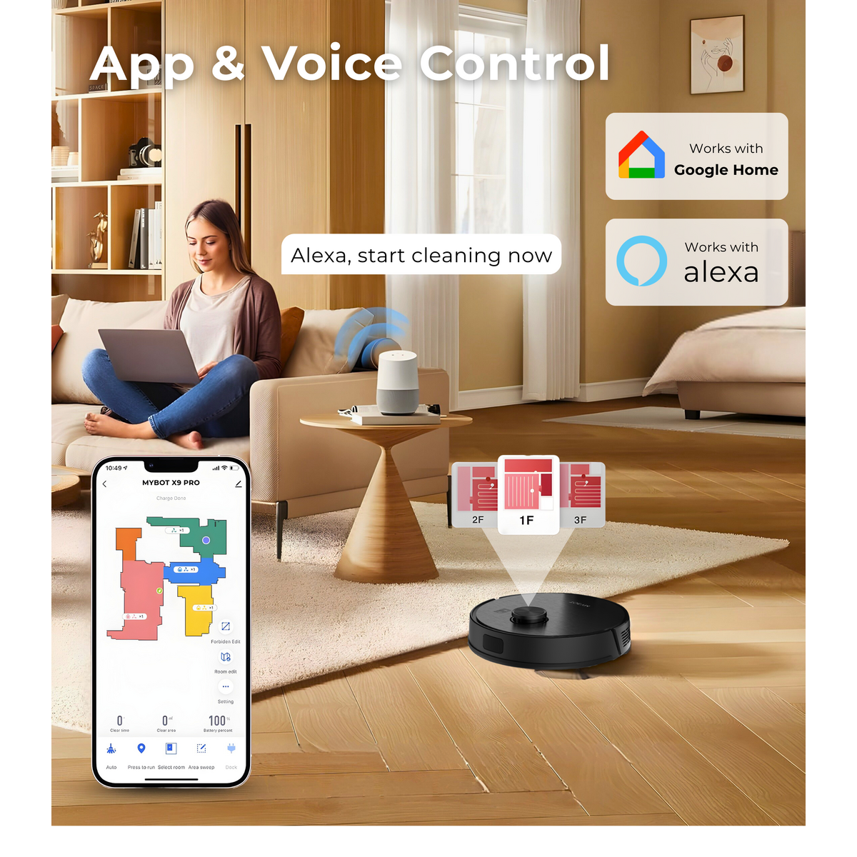 マイロボット MYBOT X9 PRO - Robot Vacuum Cleaner - With Self Emptying Station