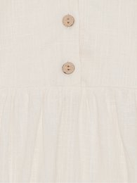 Romper lniany z bawełny – okrągły kołnierz – kość słoniowa