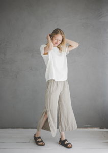 Side Slit - Wide Leg Linen Pants