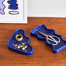 Vassoio Wave in ceramica - Rettangolo blu
