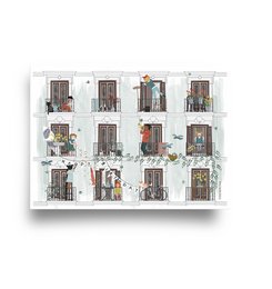 A4 poster featuring a collage of 12 illustrations depicting the four seasons, with a focus on spring.