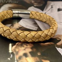 Men's bracelet braided leather natural