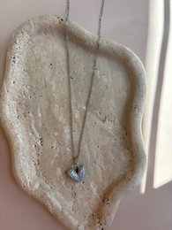  Silver chain necklace with small purple amethyst crystal pendant, delicate minimalist jewelry