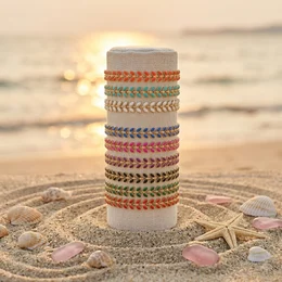 Colorful enamel bracelets set, bohemian leaf design, multicolor woven bands, summer jewelry collection