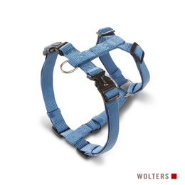  "Durable and adjustable pet collar in a stylish riverside blue color, available in multiple sizes to fit dogs of different chest circumferences."