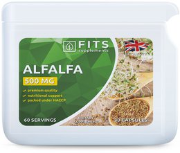  Alfalfa 500mg 30 tablets, a dietary supplement containing 500mg of alfalfa per serving. Suitable for vegetarians, this product provides a natural source of vitamins and minerals.