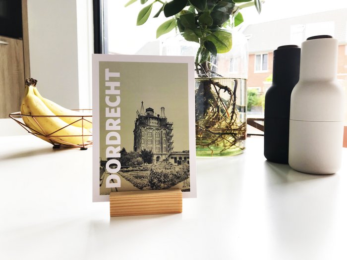 Kaarthouder blokje van hout - Extra donker - Klein