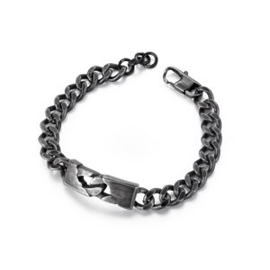 Bold Blackened Stainless Steel Curb Chain Bracelet