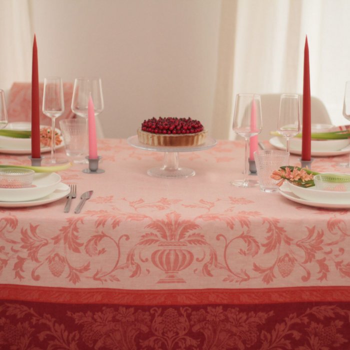 suiker Moet beweeglijkheid Linnen tafelkleed Frans motief - oranje roze Inkopen via de online  groothandel | Orderchamp