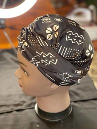 Capa para dormir de satén de Mama Theresa para Afro -Locken - Polka Dot Bogolan Print