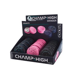  A display of 12 granite spice mills in pink and black colors. These manual grinders are made of durable granite material.