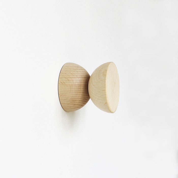 Double Round Beech Wood Wall Hook / Knob