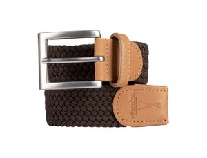 Brown elastic braided belt