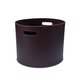 Cesta de leña redonda Cesta de cuero CIRCUM para almacenamiento, marrón