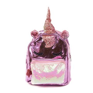 Rosafarbener Lackmus-Einhorn-Rucksack mit Paillettentasche
