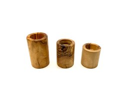 Tealight holders in a set of 3 made of olive wood