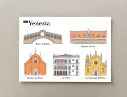 Pack de 4 postales ilustradas Venecia