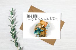 Colorful floral get well card with pressed flowers and leaves, featuring a whimsical design.