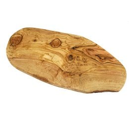 Rustic wooden cutting board, approximately 30-34 cm long, made of natural wood with visible knots and grains, suitable for food preparation.