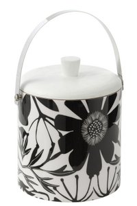 J-Line ice bucket Flowers - wood - black/white