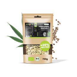 Organic hemp seeds, peeled, 750g. High in magnesium, zinc, and essential amino acids. Superfood with nutritional benefits.