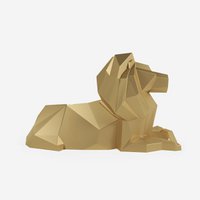 Decorative gold lion, polyresin origami statuette, Majestuous