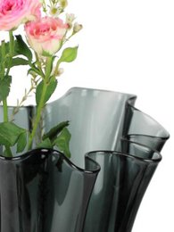 Vase glas bølget røg grå bordvase glasvase 21 x 21 x 30 cm