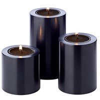 Set van 3 permanente kaarsen Cornelius (Ø 6cm, hoogte 6/8/10 cm) zwart, theelichthouder hittebestendig 90°