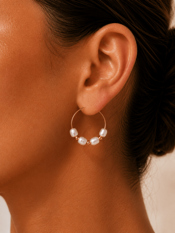 Cecile – Hoop earrings with river pearls