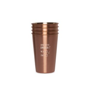 Happy Straw Trinkbecher aus Edelstahl "ARE YOU DRUNK?" x 4