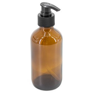 Glazen fles amber 250ml met plastic pomp