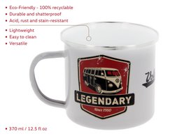 Volkswagen VW T1 Bus Enamel Mug 500ml in Gift Box - Legendary/Grey