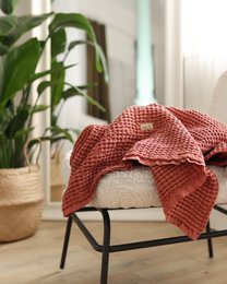 vaffel babytæppe linned/bomuld 100x120 cm brik