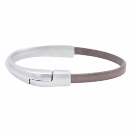 Bracciale in pelle AMACAYACÚ (argento) con chiusura magnetica