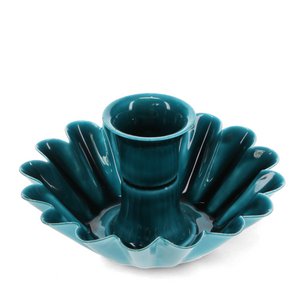 Emaille komvormige bloemenkaarshouder - Blauw