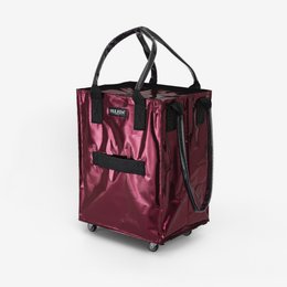  Medium-sized burgundy red shopping bag with built-in cover, suitable for everyday use.