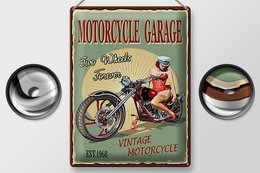 Blechschild Pinup 30x40cm Retro Motorcycle Garage
