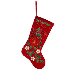 FABR.XMAS POINS.BOW STOCKING RD/GRN 48CM