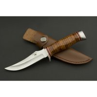 ED MAHONY Taiga Hunter hunting knife with handle made of leather strips, 440C