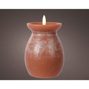 Vase mit LED-Kerzenflammeneffekt, h16 cm, Terra