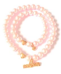 A delicate bracelet featuring pink pearls and rose gold accents, perfect for a mother and daughter to wear together.