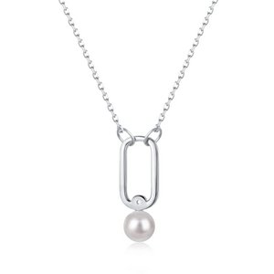 Droplet Necklace – 92.5 Sterling Silver – Pearl Accent Rhodium Plated