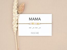 Morse code bracelet with 'Mama' text, available in silver, rose gold, and gold colors, suitable for mothers.