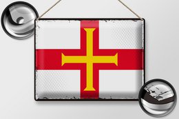 Blechschild Flagge Guernsey 40x30cm Retro Flag of Guernsey