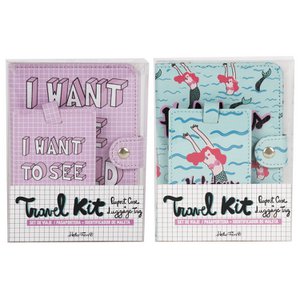 SET PASPOORTHOUDER + ID REIS ZEEMEERMIN EN ROZE NOTITIEBOEKJE HF