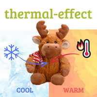 Heat cushion, the natural hot water bottle as a warm cuddly toy, large moose with organic millet filling and health herbs