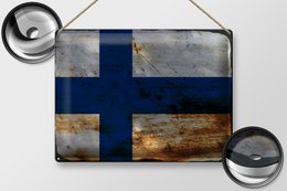 Tin Sign Flag Finland 40x30cm Flag of Finland Rust